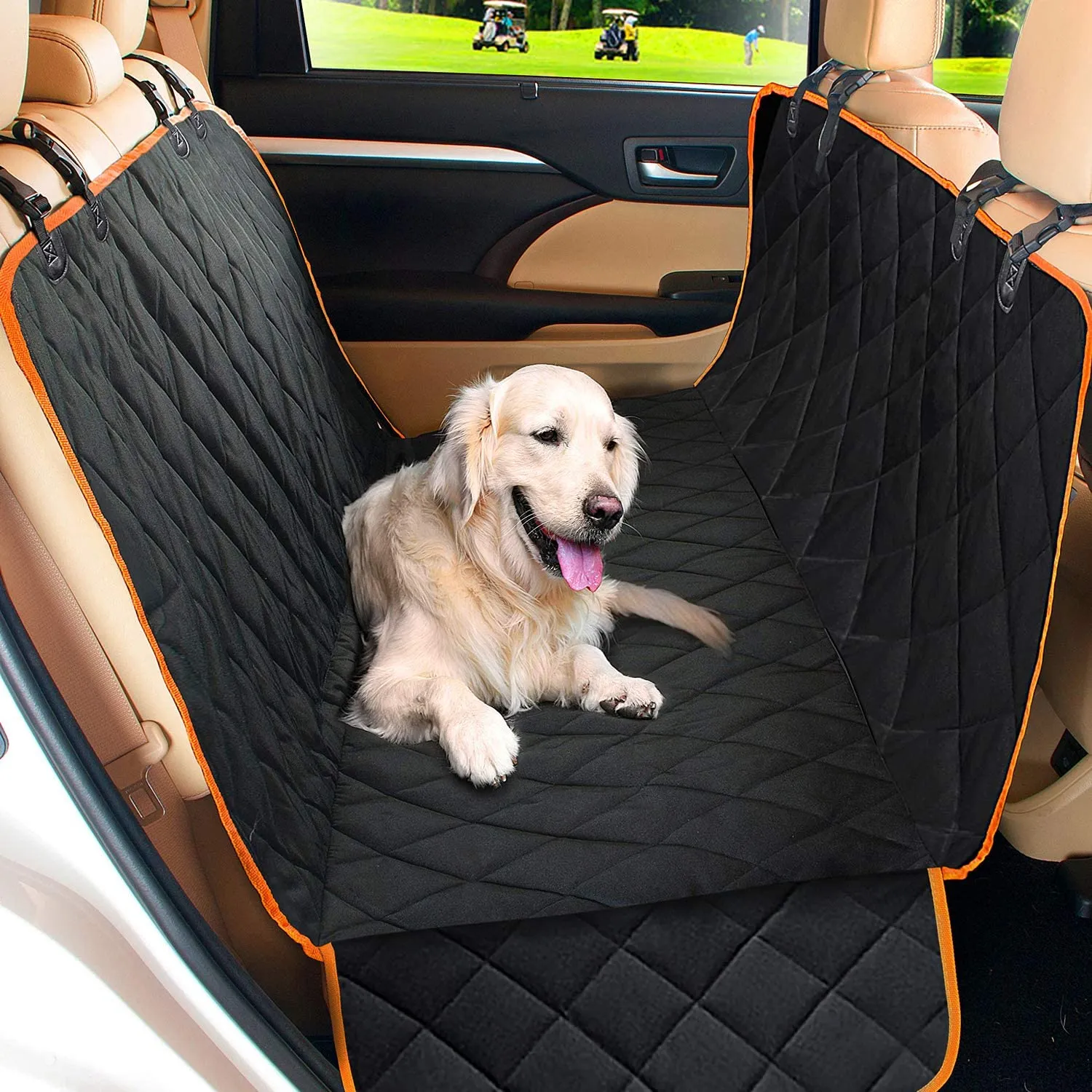 🐶 Dog Car Seat Cover Waterproof Pet Seat Cover for Back Seat Scratch Proof & Hammock 600D Heavy Duty Dog Seat Cover for Cars Truck _mkpt4
