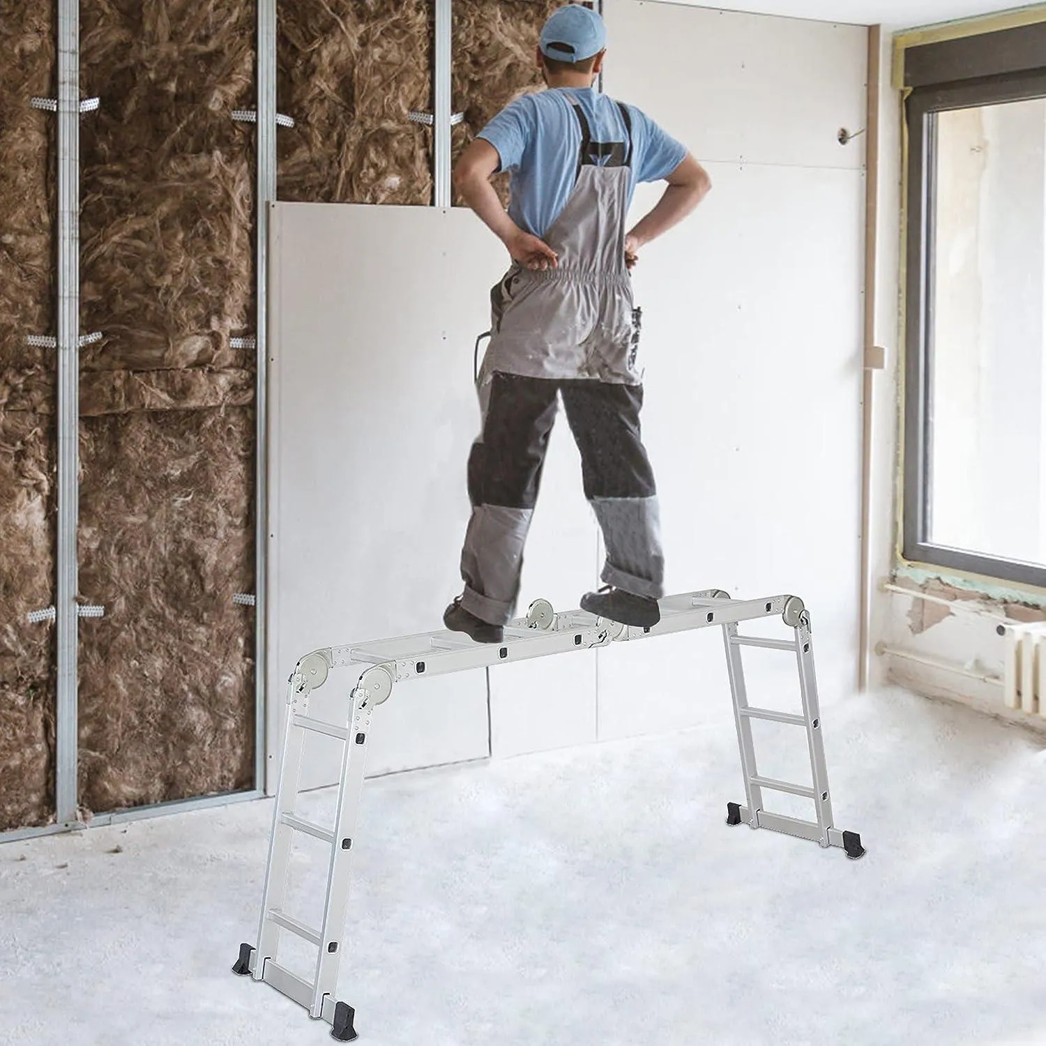 11.5ft Aluminum Multi Purpose Ladder Lightweight Folding Step Ladder