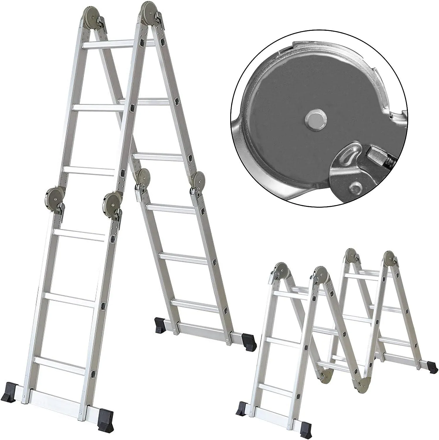 11.5ft Aluminum Multi Purpose Ladder Lightweight Folding Step Ladder