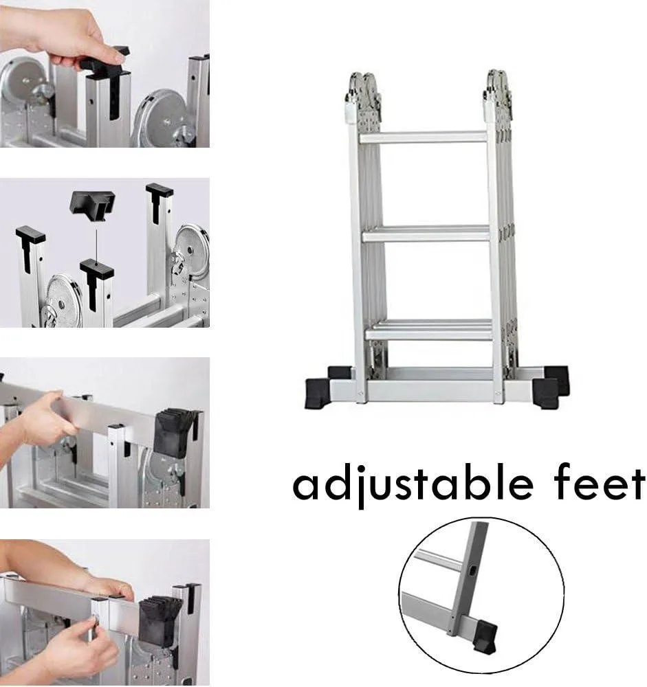 11.5ft Aluminum Multi Purpose Ladder Lightweight Folding Step Ladder