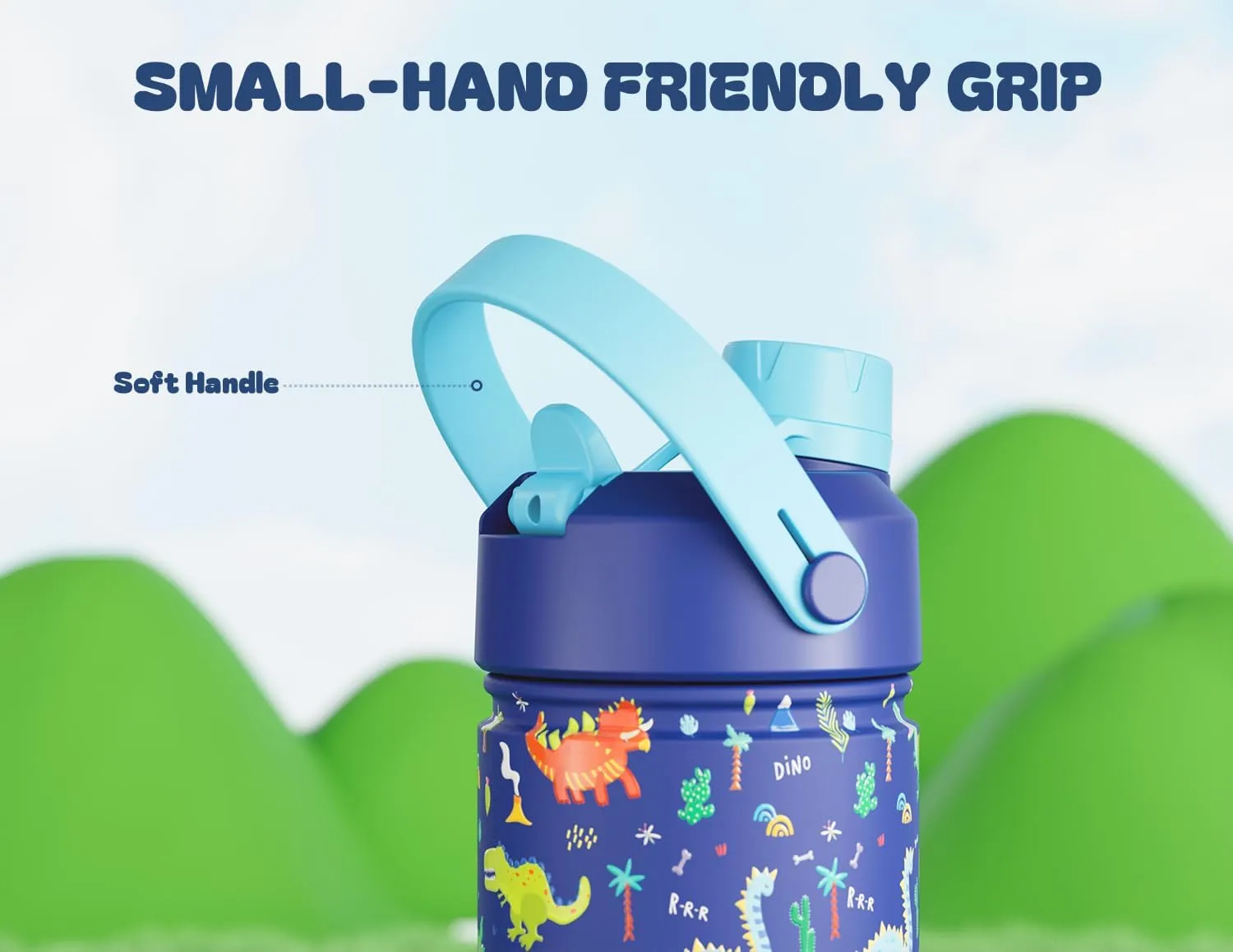 18 oz Kids Stainless Steel Water Bottle: Spill-Proof, Insulated Cup with Straw Spout Lid, BPA-Free, Car Cupholder Friendly, Durable, 24H Cold for Camping, Sports, Birthday Gift for Boys (Dinosaur-Era)