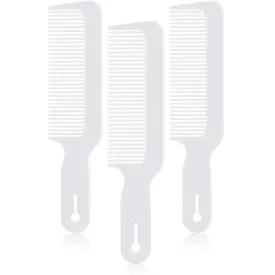 3 Pack Barber Combs Clipper Comb Flat Top Clipper Comb Hair Cutting Combs Great for Clipper-cuts and Flattops (White) White