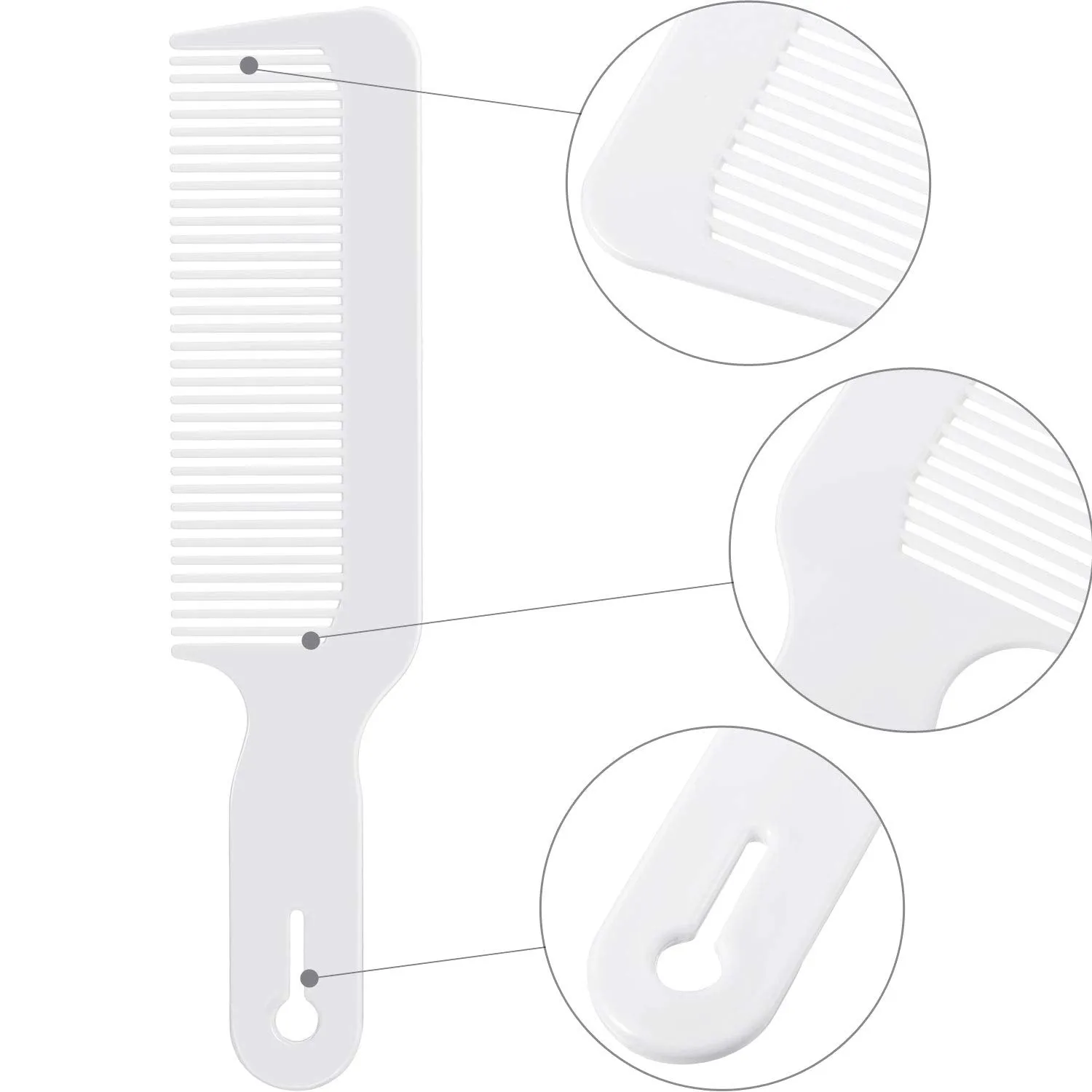 3 Pack Barber Combs Clipper Comb Flat Top Clipper Comb Hair Cutting Combs Great for Clipper-cuts and Flattops (White) White