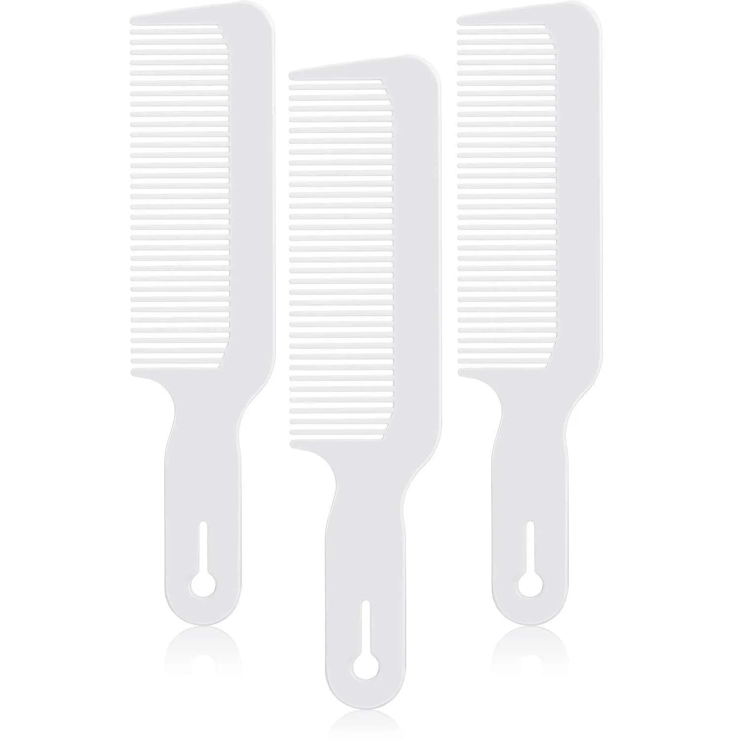 3 Pack Barber Combs Clipper Comb Flat Top Clipper Comb Hair Cutting Combs Great for Clipper-cuts and Flattops (White) White