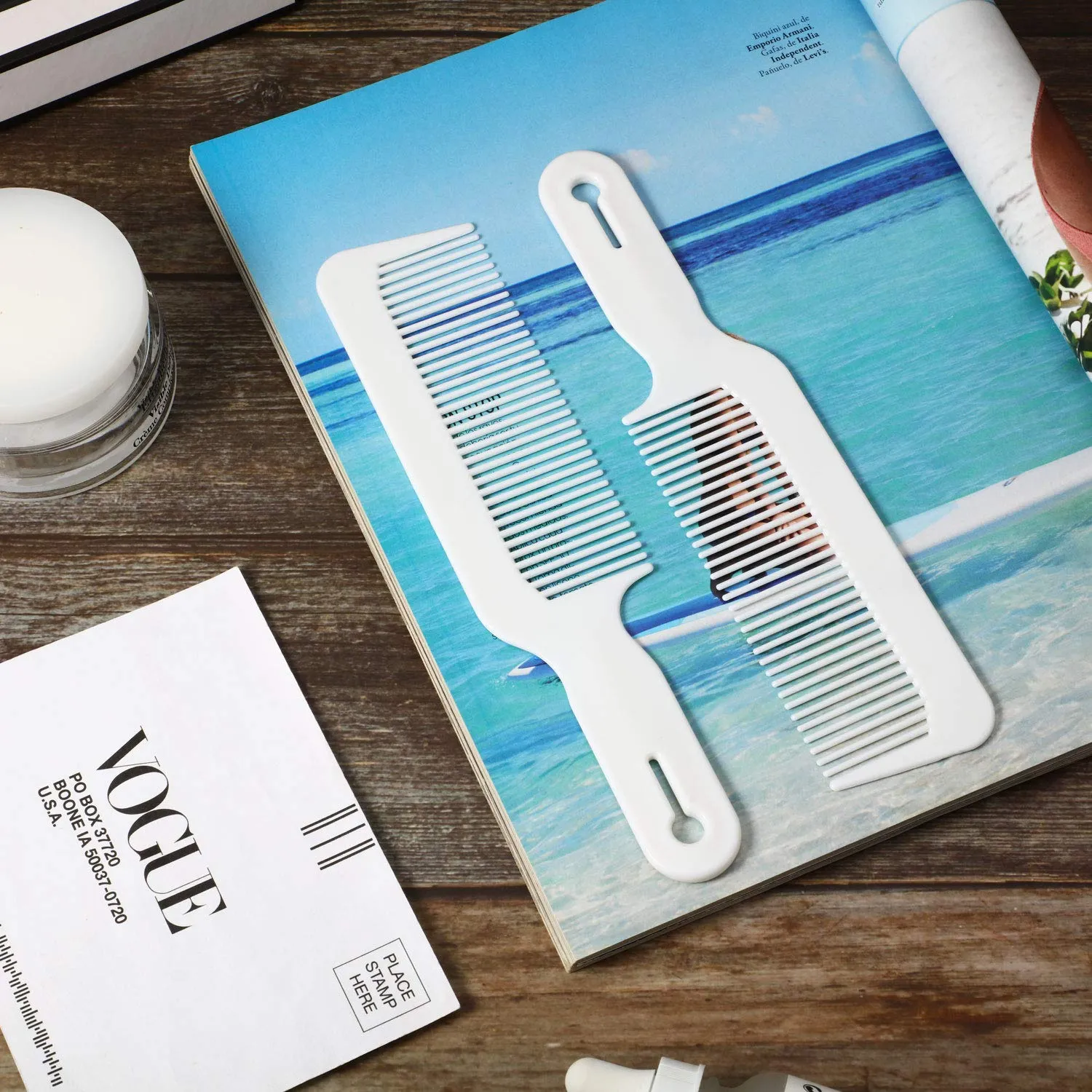 3 Pack Barber Combs Clipper Comb Flat Top Clipper Comb Hair Cutting Combs Great for Clipper-cuts and Flattops (White) White