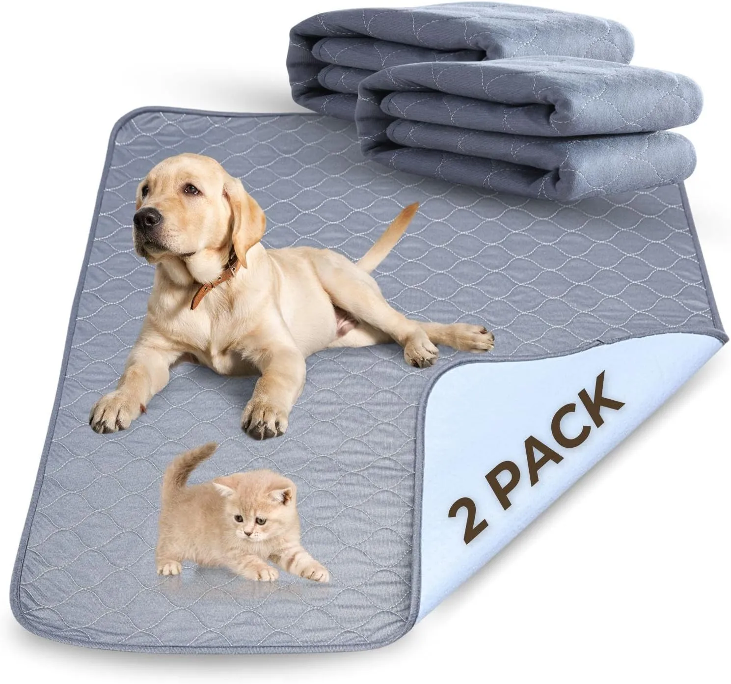 34" x 36" 2-Pack Washable Pee Pads for Dogs, 4-Layer Ultra Absorbent Pads Puppy Pads, Machine Washable Tear Resistant Reusable Pads Washable Waterproof, Multipurpose Training Puppy Pee Pad