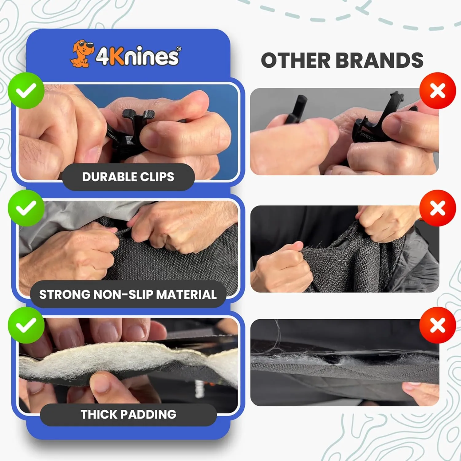 4Knines Hard Bottom Back Seat Extender for Dogs  Waterproof Dog Car Seat Cover  Heavy Duty Backseat Protector for Cars, SUVs, Trucks  Built-in EZ Open Door Protector (Patent Pending) Black, Regular