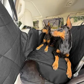 4Knines Hard Bottom Back Seat Extender for Dogs  Waterproof Dog Car Seat Cover  Heavy Duty Backseat Protector for Cars, SUVs, Trucks  Built-in EZ Open Door Protector (Patent Pending) Black, Regular