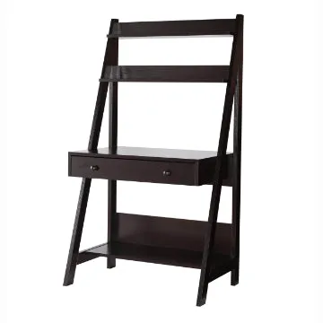 61 Inch Wooden Ladder Desk, 3 Shelves, 1 Drawer, Dark Brown By Casagear Home