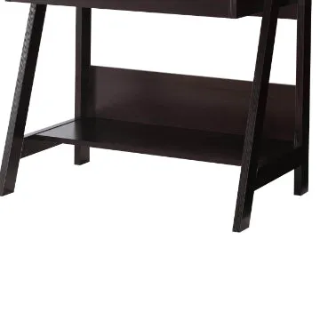 61 Inch Wooden Ladder Desk, 3 Shelves, 1 Drawer, Dark Brown By Casagear Home