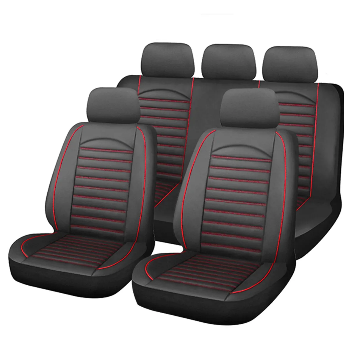 9pcs PU Leather Car Seat Covers for 5-Seater Truck - Front & Rear Full Protection