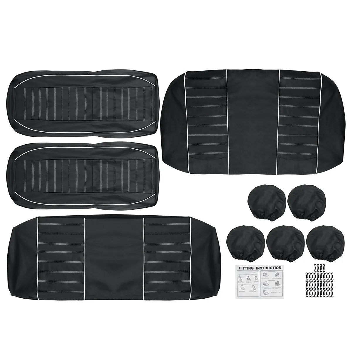 9pcs PU Leather Car Seat Covers for 5-Seater Truck - Front & Rear Full Protection
