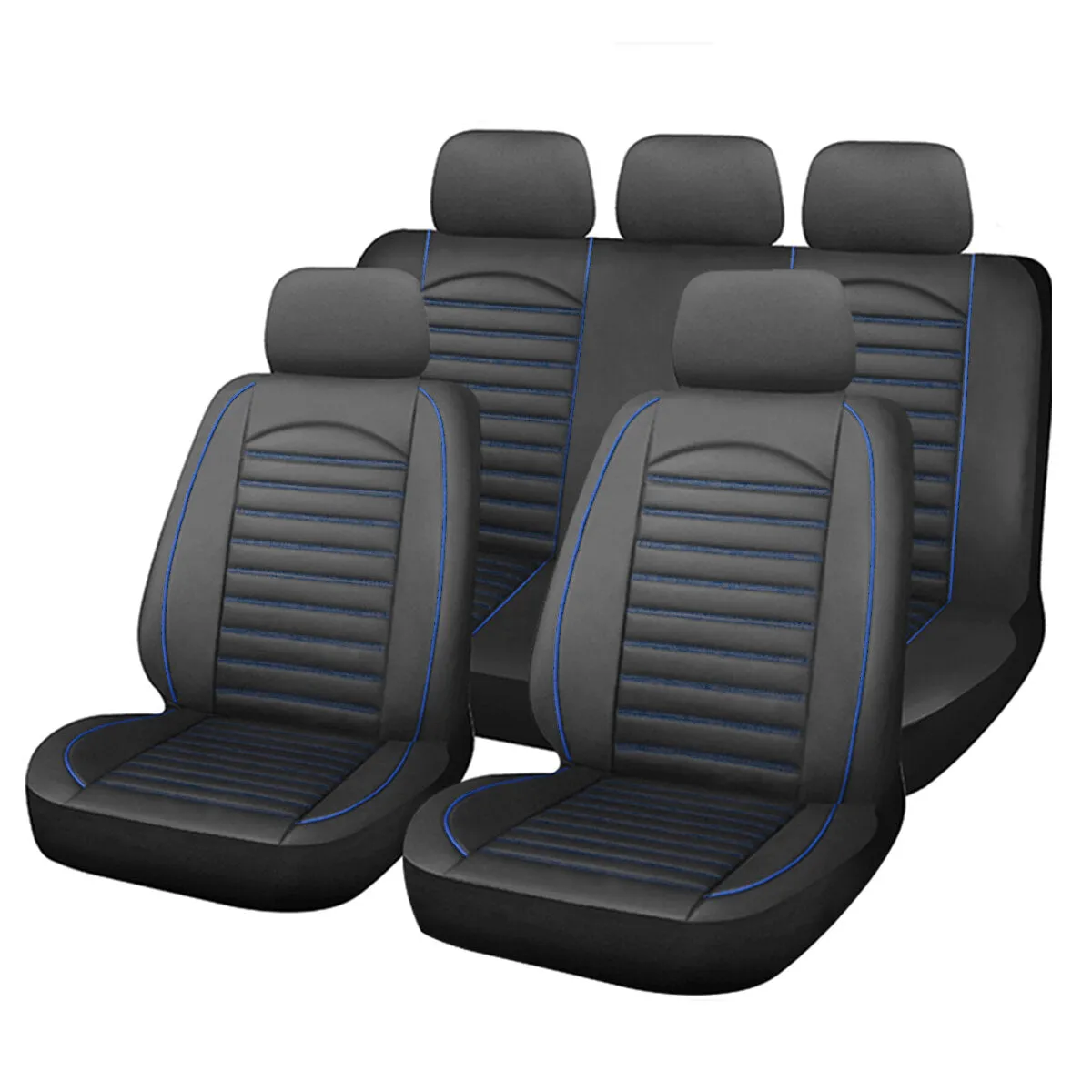 9pcs PU Leather Car Seat Covers for 5-Seater Truck - Front & Rear Full Protection