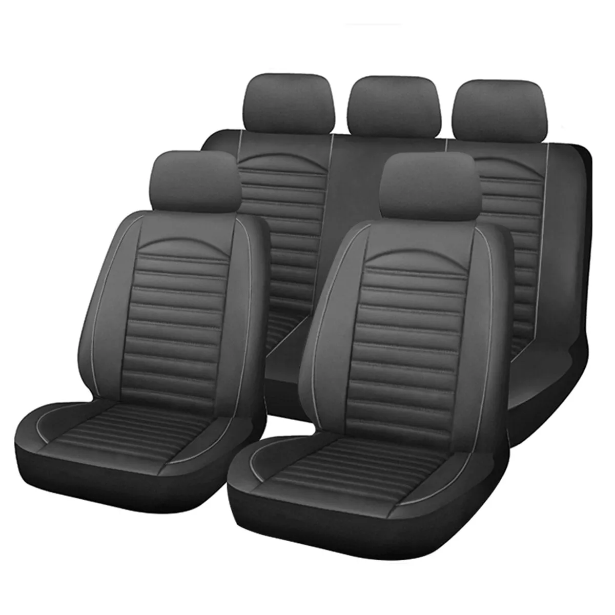 9pcs PU Leather Car Seat Covers for 5-Seater Truck - Front & Rear Full Protection