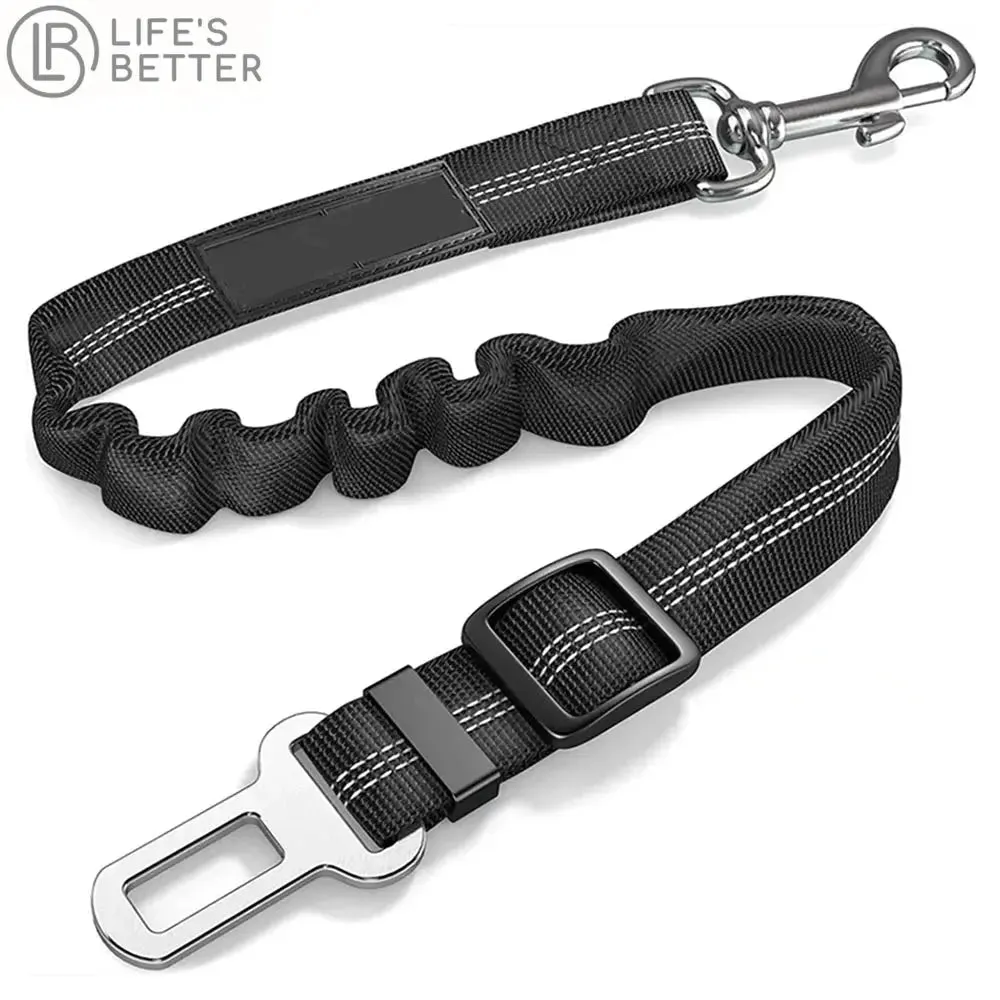 Adjustable Dog Car Seat Belt Harness with Cushioning Elasticity