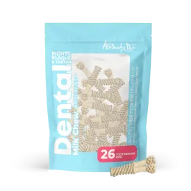Altimate Pet Dog Dental Chews Infused with Spearmint Breath Strips - Milk Toothbrush Mini 26pcs