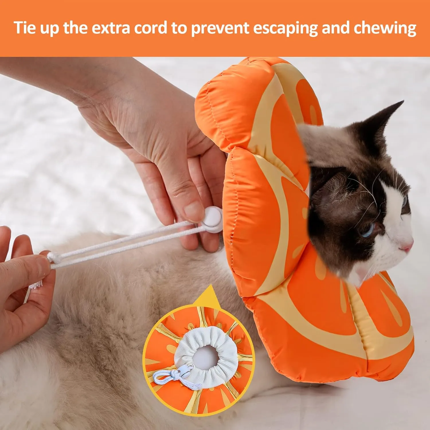 Avont Cat Cone Collar Soft, Adjustable Recovery E Collar Alternative for Cats Kittens Puppies, Elizabethan Neck Cone of Shame to Prevent Licking Biting After Surgery Protect Wounds -Tangerine(L)