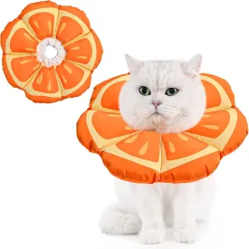 Avont Cat Cone Collar Soft, Adjustable Recovery E Collar Alternative for Cats Kittens Puppies, Elizabethan Neck Cone of Shame to Prevent Licking Biting After Surgery Protect Wounds -Tangerine(L)