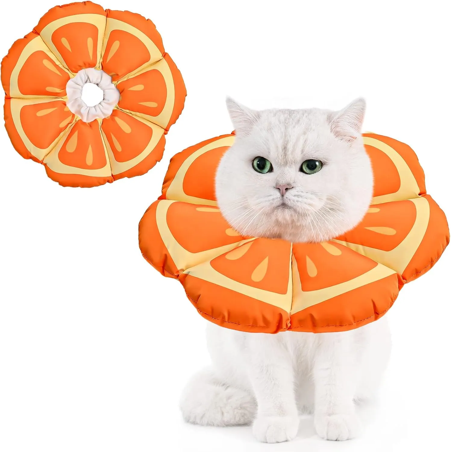 Avont Cat Cone Collar Soft, Adjustable Recovery E Collar Alternative for Cats Kittens Puppies, Elizabethan Neck Cone of Shame to Prevent Licking Biting After Surgery Protect Wounds -Tangerine(L)