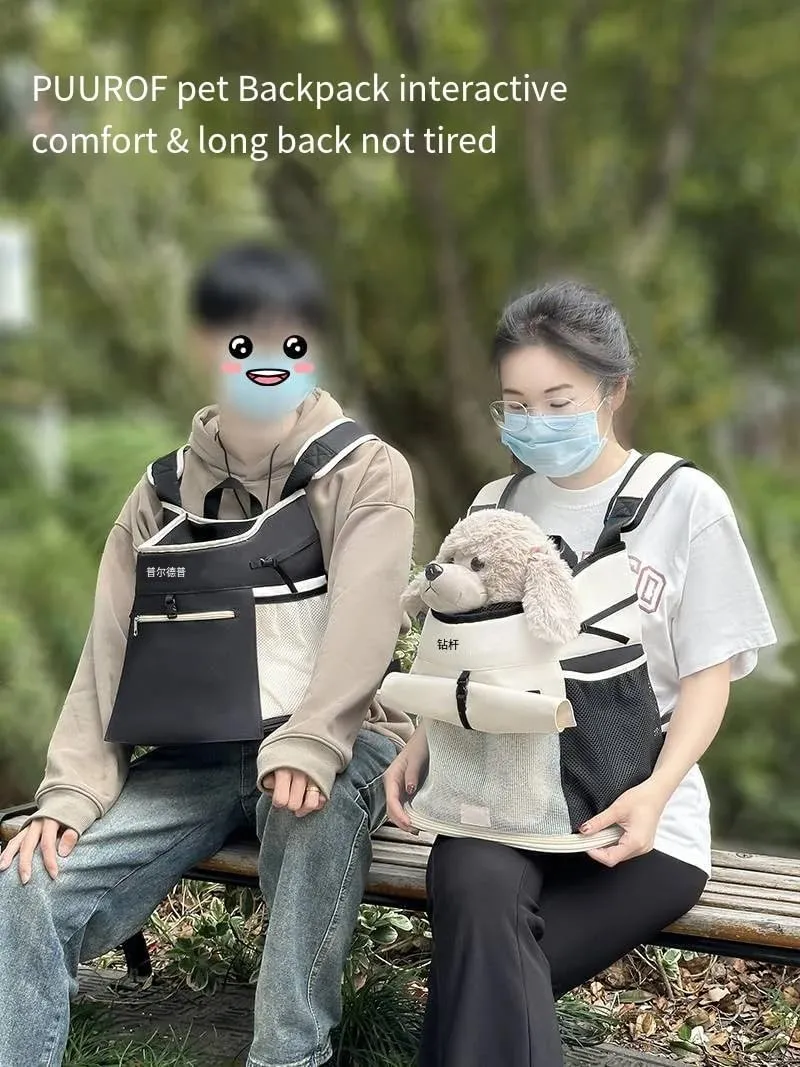 Backpack for Dog Accessories Small Dog cat go Out Bag Break Free Walk Dog Dirty pet Backpack Car Bag (Beige, Small)