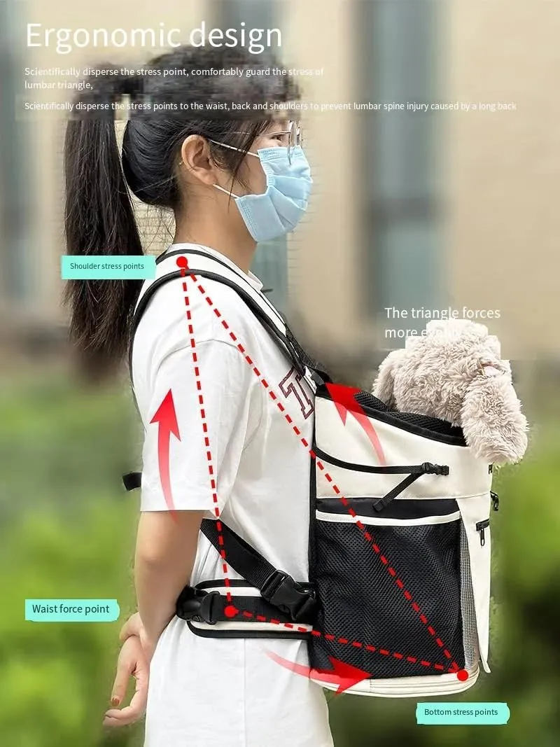 Backpack for Dog Accessories Small Dog cat go Out Bag Break Free Walk Dog Dirty pet Backpack Car Bag (Beige, Small)