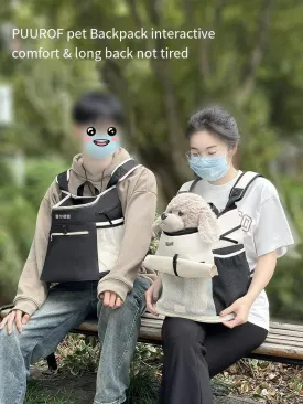 Backpack for Dog Accessories Small Dog cat go Out Bag Break Free Walk Dog Dirty pet Backpack Car Bag (Beige, Small)