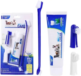 Best Dog Toothbrush & Toothpaste Kit for Valley Bulldog and Other Mixed Breed Dogs Dogs - Natural Ingredients Reduce Plaque, Whiten Teeth, Freshen Breath