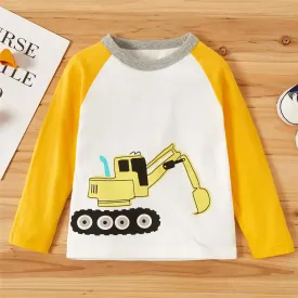 Boys Cartton Cartoon Print Long Sleeve Casual T-Shirts