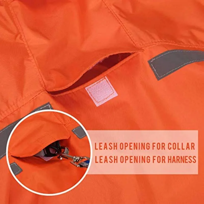 Breathable Dog Raincoat With Adjustable Belly Strap And Leash Hole