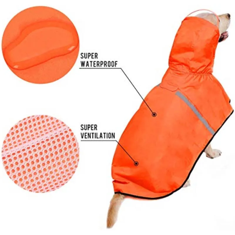 Breathable Dog Raincoat With Adjustable Belly Strap And Leash Hole