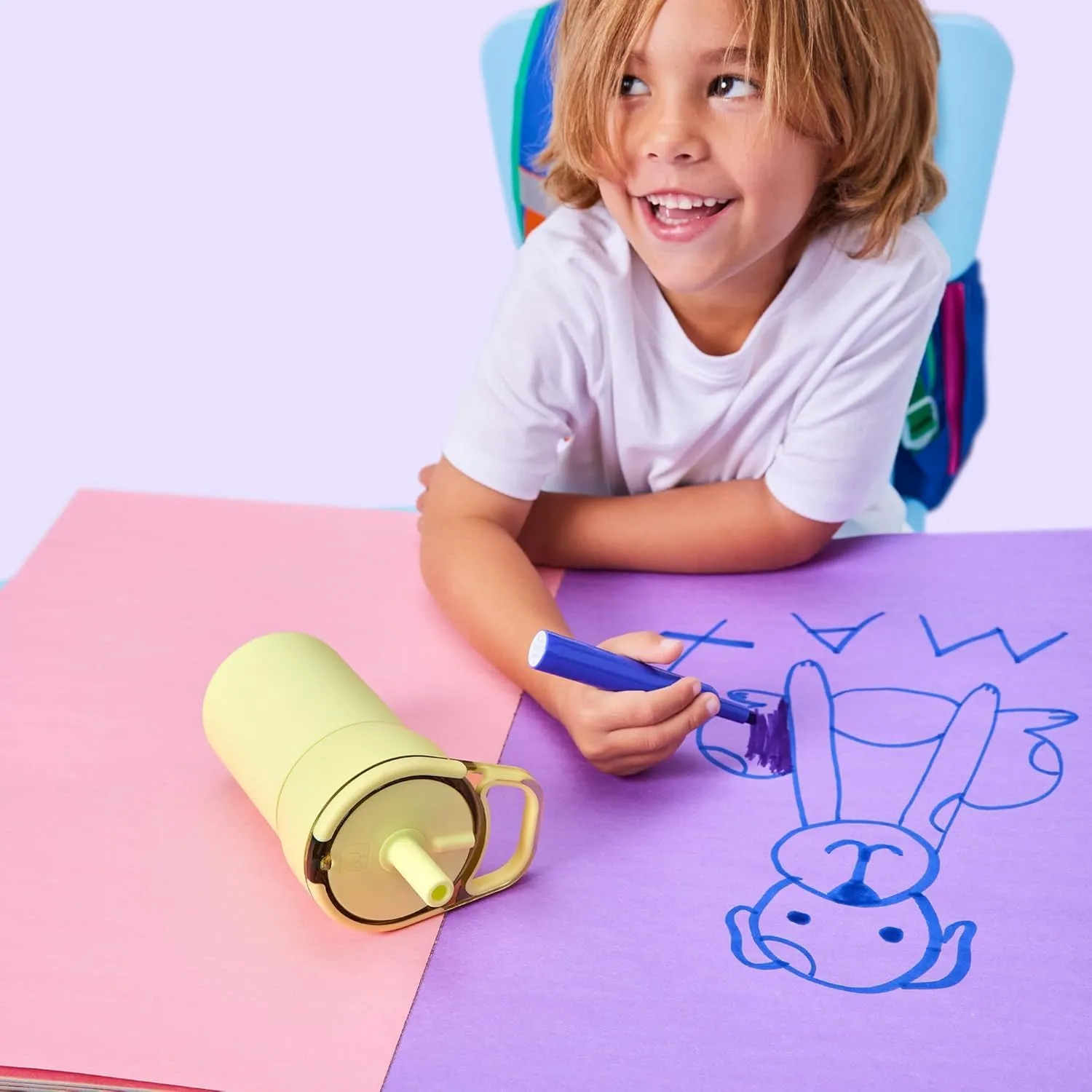 BrMate Leap 12oz 100% Leakproof Kids Tumbler with Handle and Silicone Soft Straw | Durable Drop Resistant Silicone Sleeve | Made of Insulated Stainless Steel | Cup Holder Friendly | (Electric Blue)