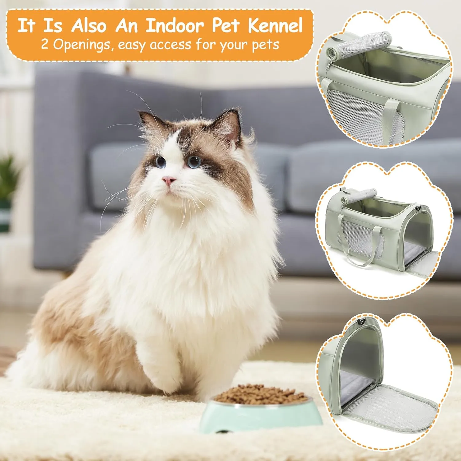 Cat Carrier Soft,Dog Carrier Airline Approved with Soft Sided,Dog Carriers for Small Dogs,Pet Carrier Holds up to 20lbs,Green