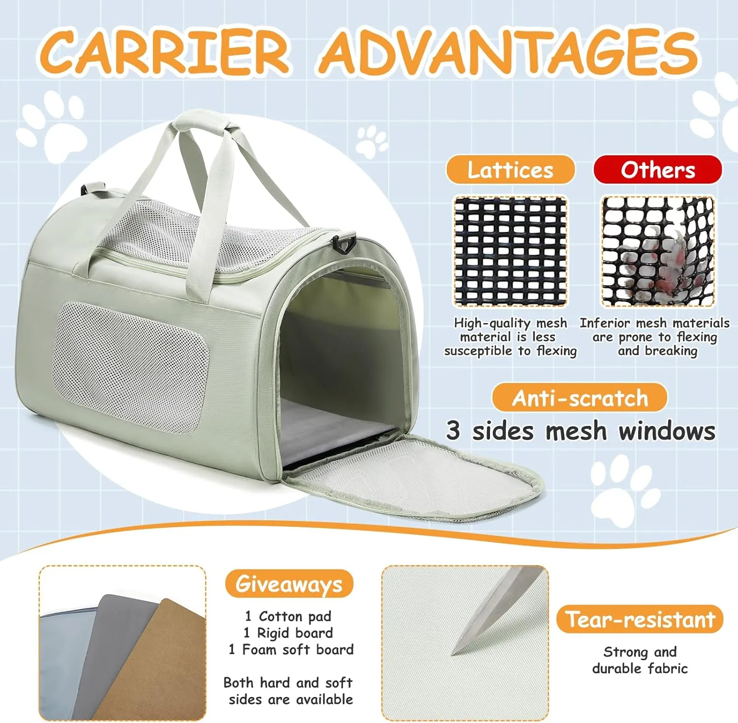 Cat Carrier Soft,Dog Carrier Airline Approved with Soft Sided,Dog Carriers for Small Dogs,Pet Carrier Holds up to 20lbs,Green