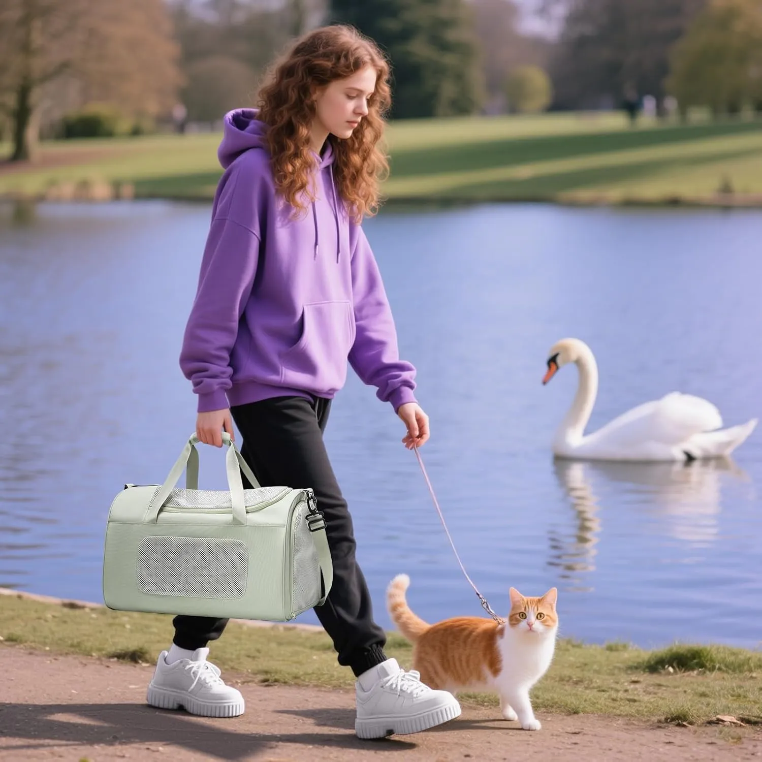 Cat Carrier Soft,Dog Carrier Airline Approved with Soft Sided,Dog Carriers for Small Dogs,Pet Carrier Holds up to 20lbs,Green