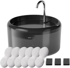 Cat Water Fountain for Cats Inside: Pet Water Fountain - Auto Cat Drinking Fountain - Faucet Kitty Water Dispenser with LED Light - Silent Water Bowls for Small Animal - 2.4L Waterer with 9 Filters