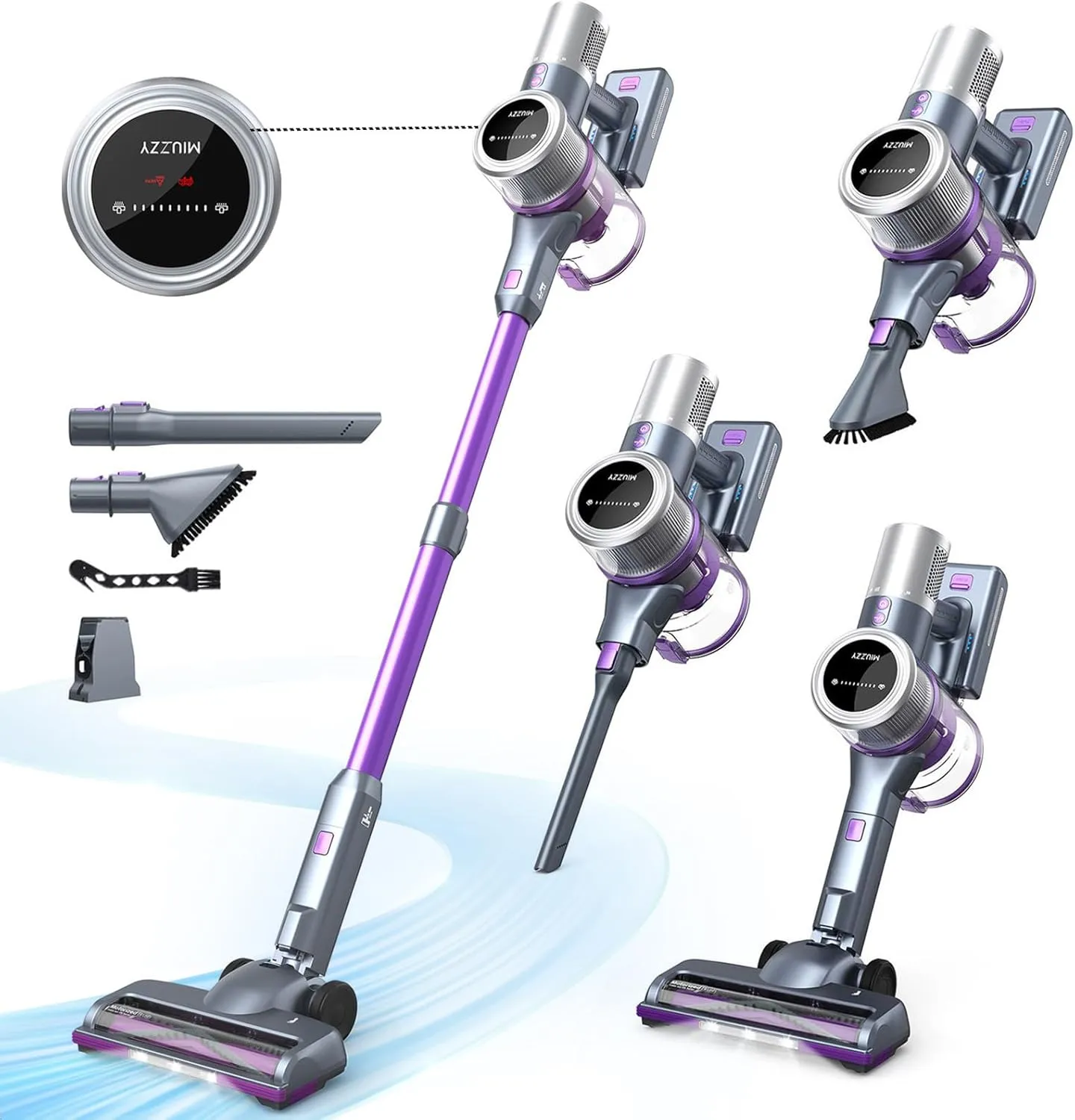 Cordless Vacuum Cleaner, 45Kpa Powerful Suction, 60 Mins Max Runtime, 4000mAh Large Batteries, Anti Hair Wrap Stick Vacuum, Vacuum Cleaners for Home, Pet Hair, Hard Floors and Carpets, Cars