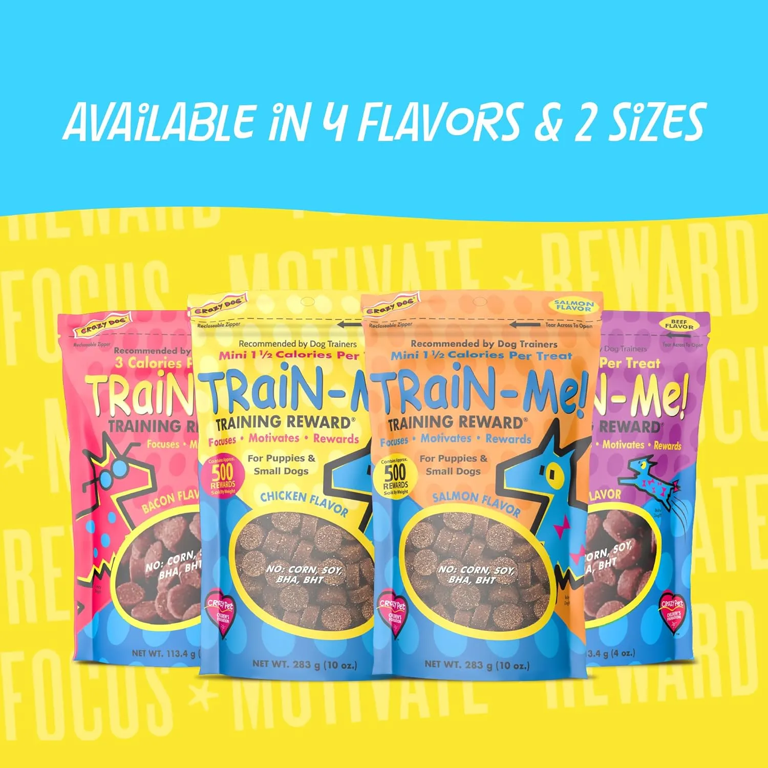 Crazy Dog Train-Me! Training Treats 16 oz. Pouch, Bacon Flavor, with 400 Treats per Bag, Recommended by Dog Trainers
