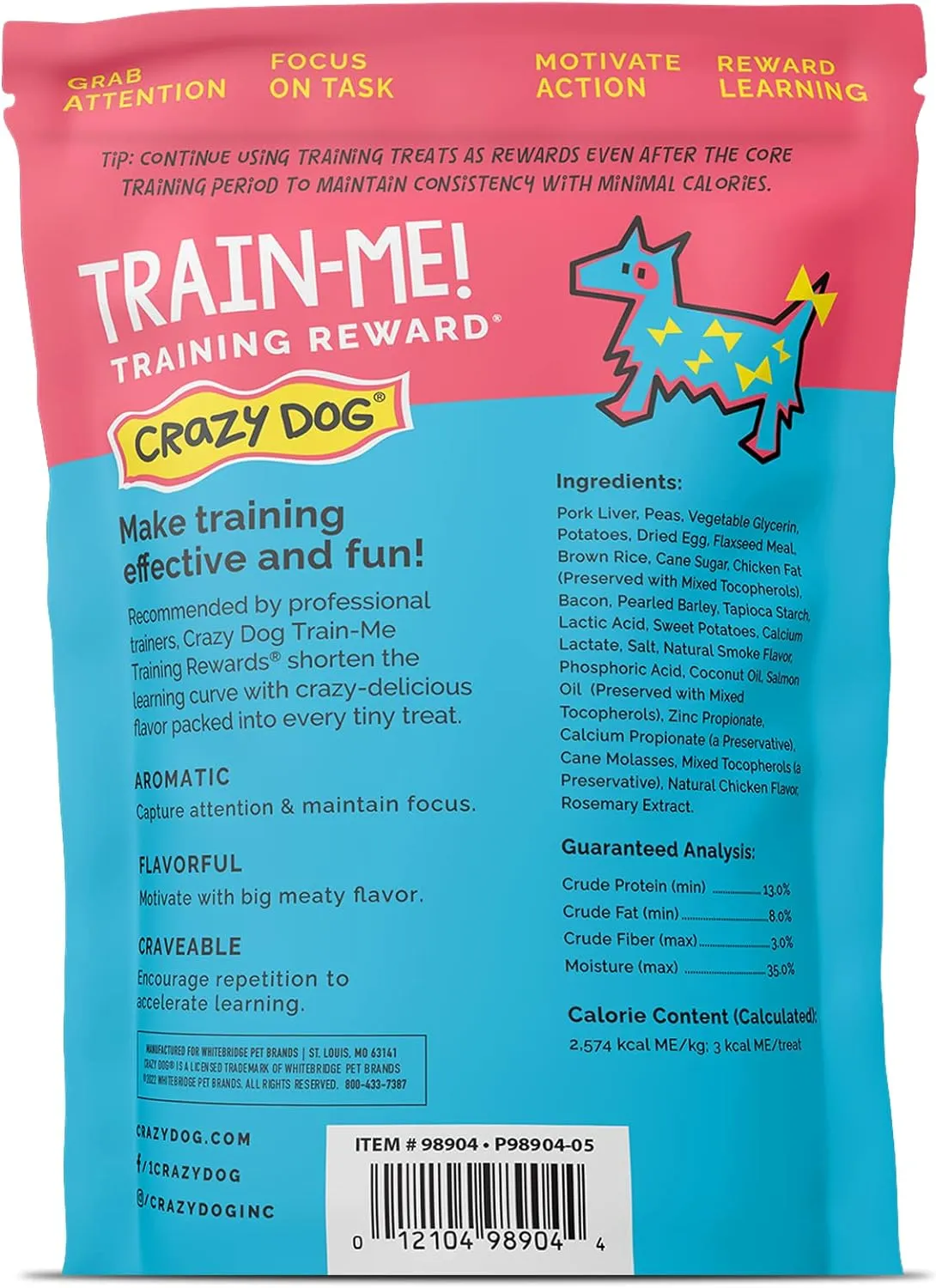 Crazy Dog Train-Me! Training Treats 16 oz. Pouch, Bacon Flavor, with 400 Treats per Bag, Recommended by Dog Trainers
