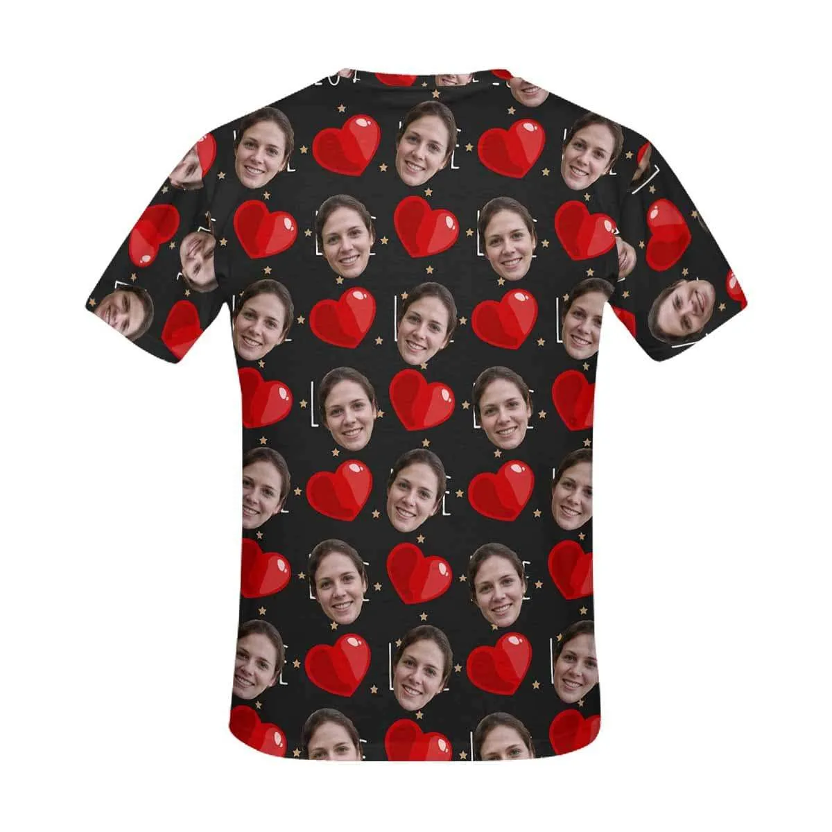 Custom Face Shirt Love Heart Black Men's All Over Print T-shirt Personalized Tee for Lover