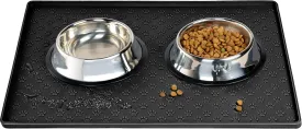 Dog Cat Pet Food Mat for Floor Dog Feeding Bowl Mat for Food and Water Raised Edges Dog Cat Mat for Food and Water Prevent Spill on Floor Waterproof Slip Rubber Mat for Dog Bowls