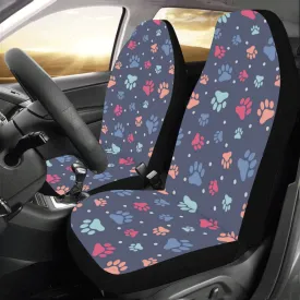 Dog Paws SUV Car Seat Covers for Vehicle 2 pc Set, Animal Print Blue Pattern Front Seat, Puppy Pet Gift Her Protector Accessory Decoration