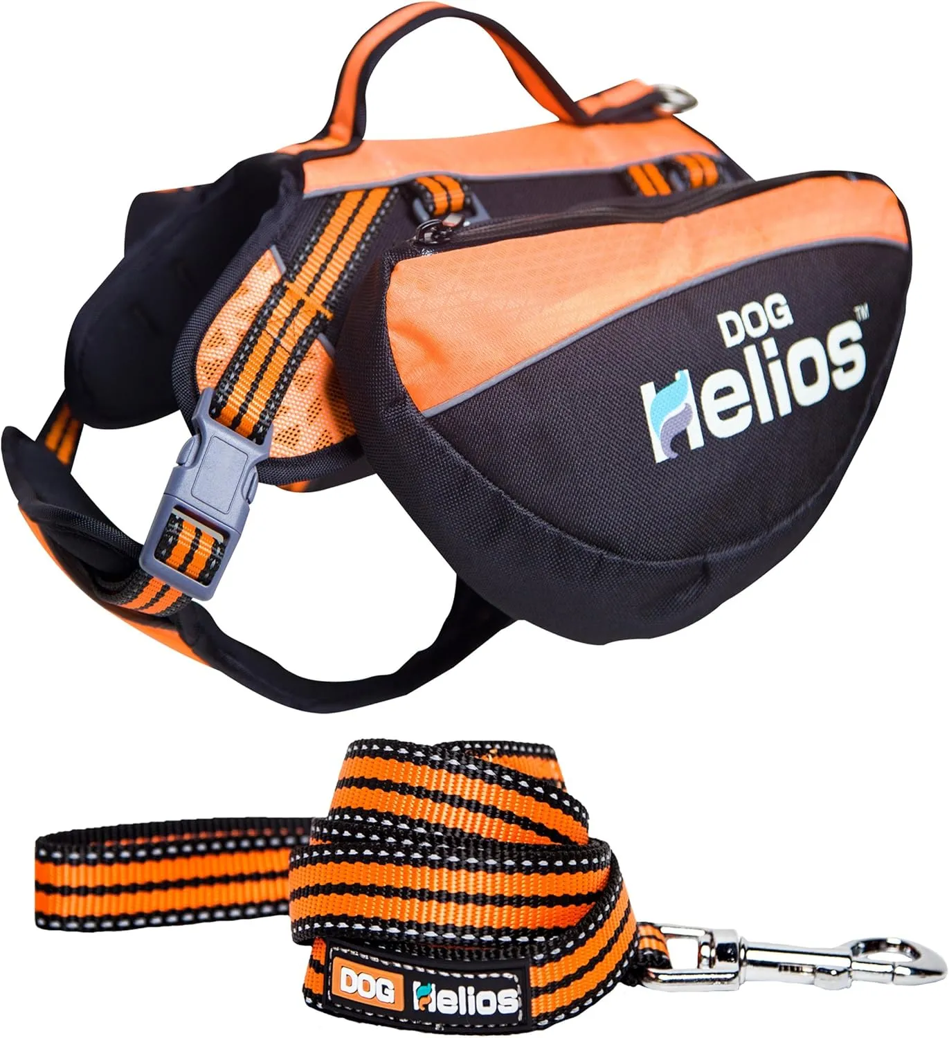 DOGHELIOS Freestyle 3-in-1 Explorer Sporty Fashion Convertible Pet Dog Backpack, Harness and Leash, Medium, Orange