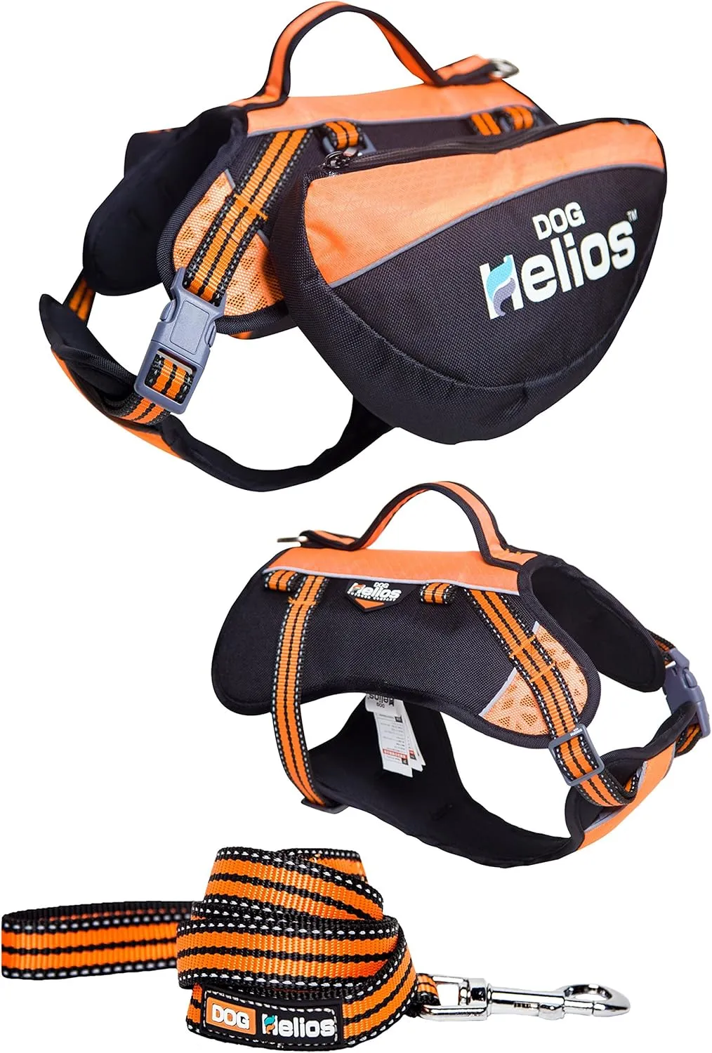 DOGHELIOS Freestyle 3-in-1 Explorer Sporty Fashion Convertible Pet Dog Backpack, Harness and Leash, Medium, Orange