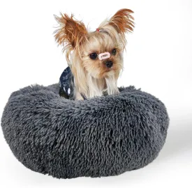 Extra Small Dog Bed for Puppy Washable,Fluffy Pet Bed 15 Inch for Small Dogs Dark Gray Donut Fluffy Cozy for Calming Warming Sleeping