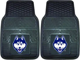 FANMATS 13263 UConn Huskies 2-Piece Heavy Duty Vinyl Car Mat Set, Front Row Floor Mats, All Weather Protection, Universal Fit, Deep Resevoir Design