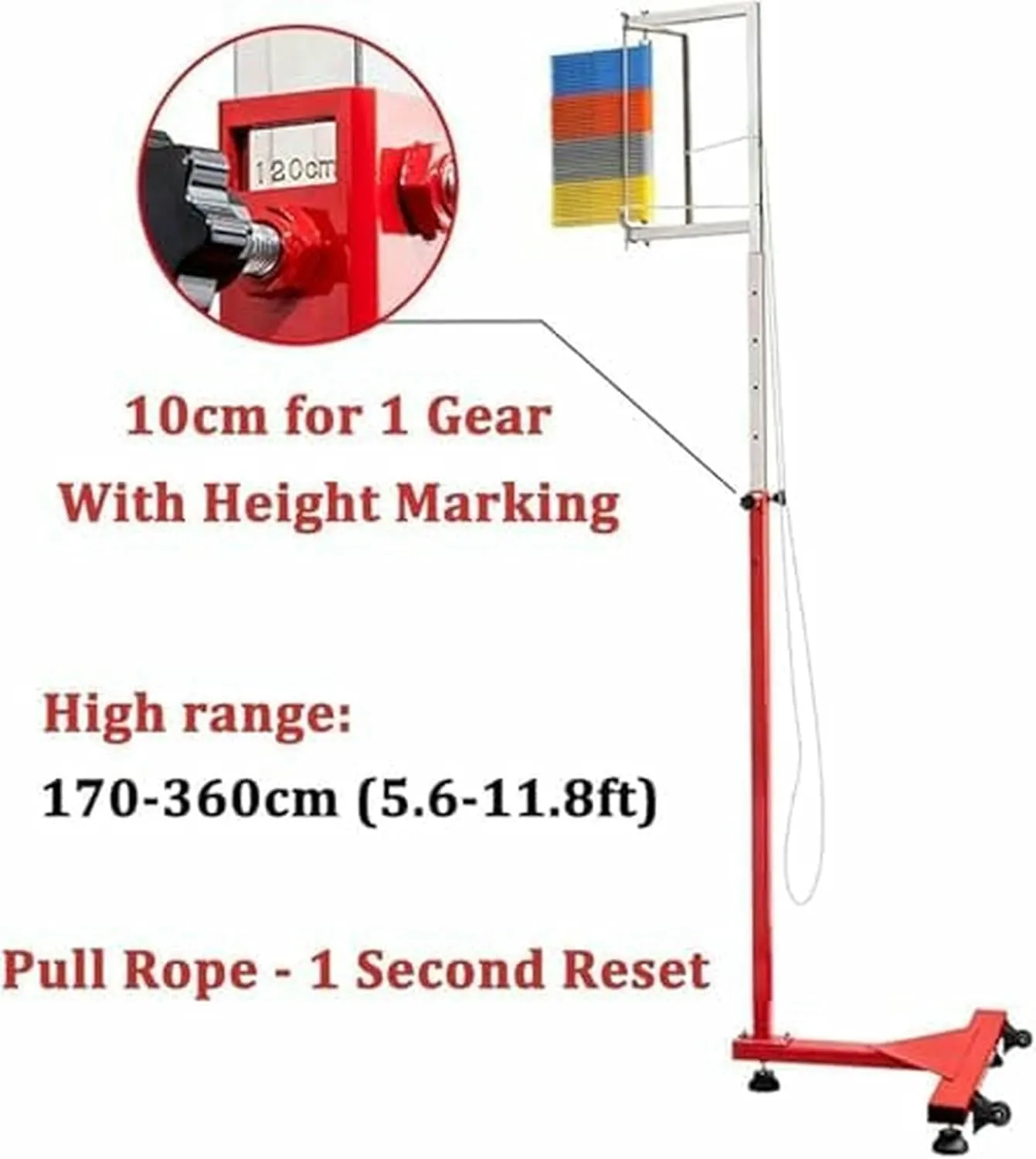 Free-Standing Jump Measurement TesterSprungmess Test Rod Tool, Jump Test Assessment Tool, Vertical Jump Rod Pole Tool, Vertical Jump Test Device, Pull Cord and Movable Wheel Reset~/