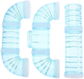 Hamster Tubes Set, Plastic Transparent Curved Pet Cage Tunnel, Creative DIY Cage Connection Tunnel Track for Hamster Rat and Other Small Animals