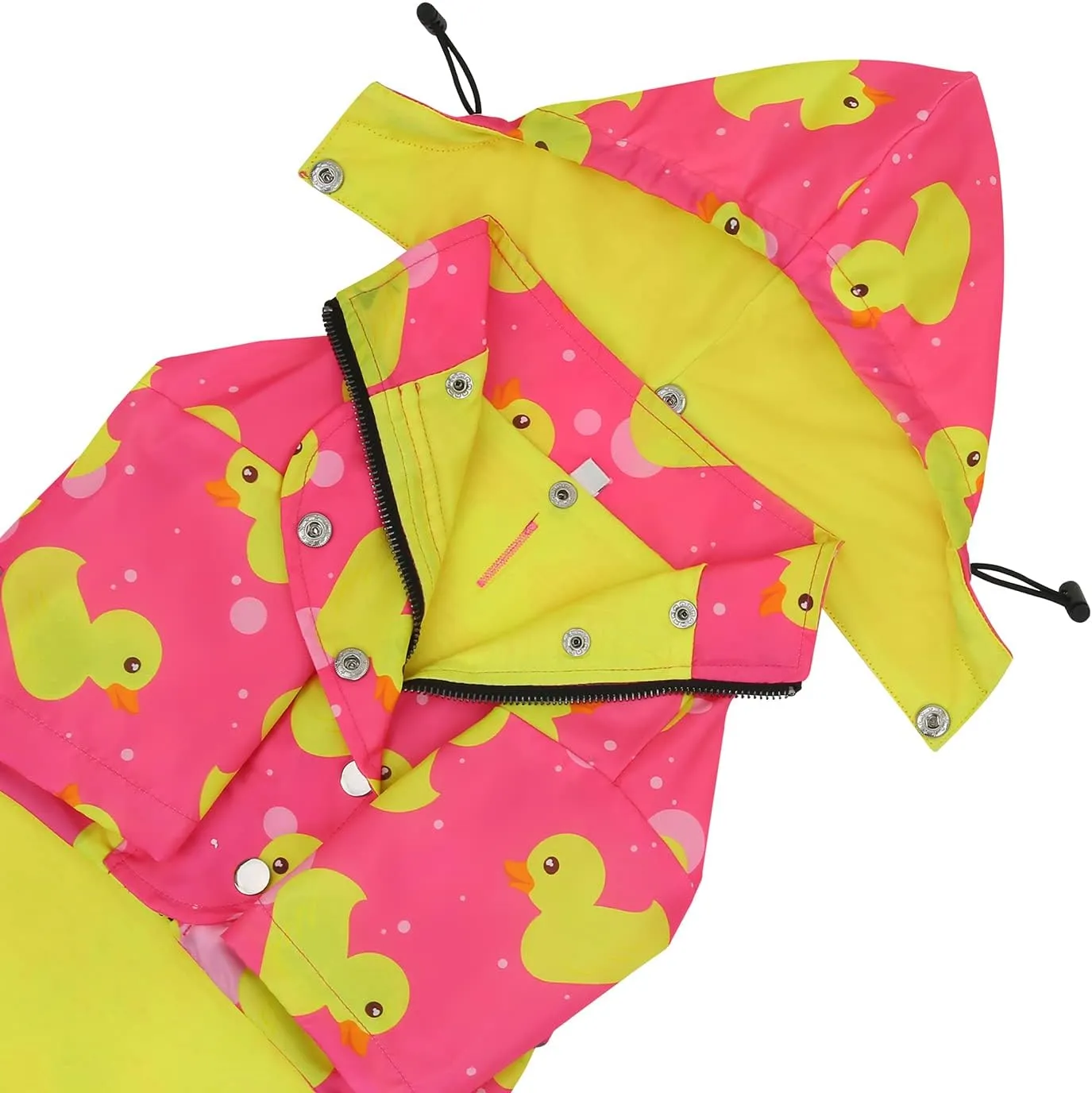 HDE Dog Raincoat Double Layer Zip Rain Jacket with Hood for Small to Large Dogs Ducks Pink - 3XL