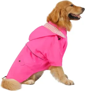 HDE Dog Raincoat Double Layer Zip Rain Jacket with Hood for Small to Large Dogs Pink - 3XL