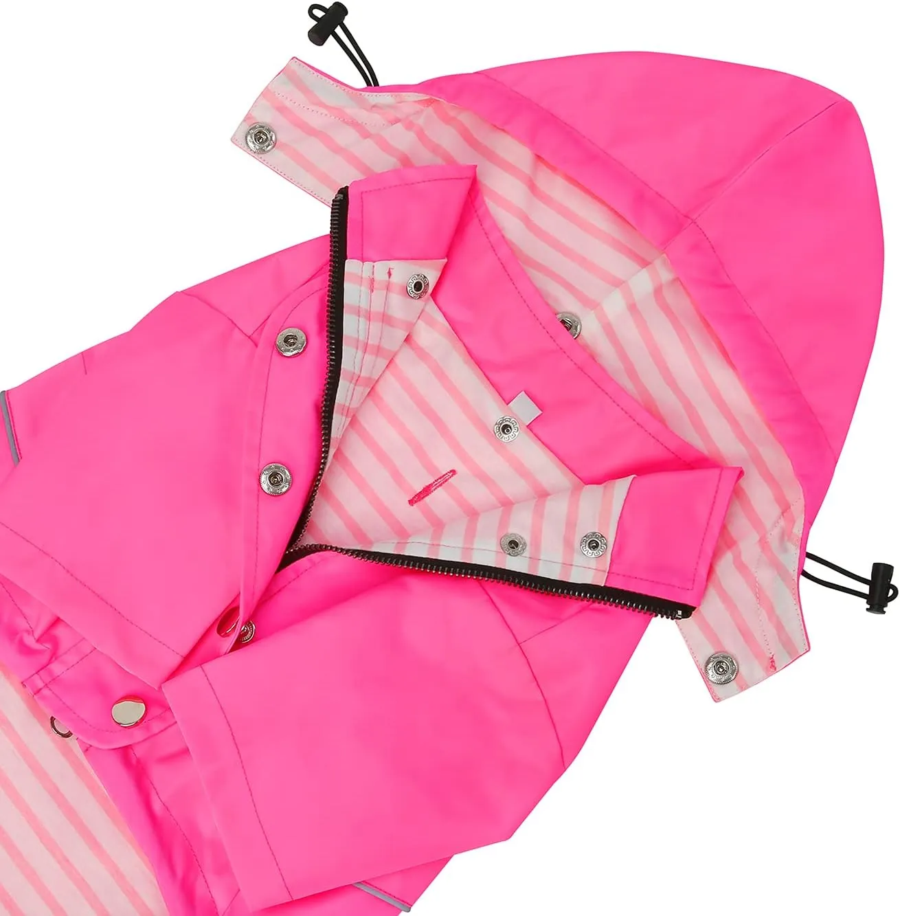 HDE Dog Raincoat Double Layer Zip Rain Jacket with Hood for Small to Large Dogs Pink - 3XL